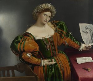 Portrett av en kvinne (Lucretia). Rundt 1530-32 av Lorenzo Lotto