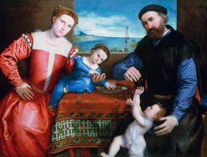 'Giovanni della Volta med sin kone og barn', c1547 av Lorenzo Lotto