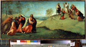 Kristus som leder apostlene til Tabor-fjellet. Stedet for Kristi forvandling i Israel. Maleri av Lorenzo Lotto (1480-1556) av Lorenzo Lotto