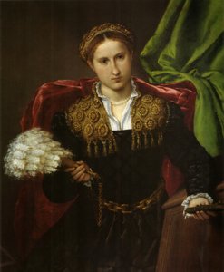 Portrett av Laura da Pola, kona til Febo da Brescia. av Lorenzo Lotto