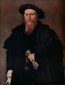 Portrett av en herre med hansker, c1543 av Lorenzo Lotto