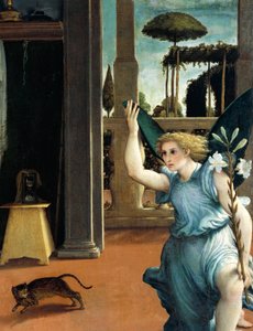 The Recanati Annunciation, ca 1532, av Lorenzo Lotto (1480 ca- 1556), olje på lerret av Lorenzo Lotto