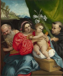 Jomfruen og barnet med de hellige Jerome og Nicholas av Tolentino av Lorenzo Lotto