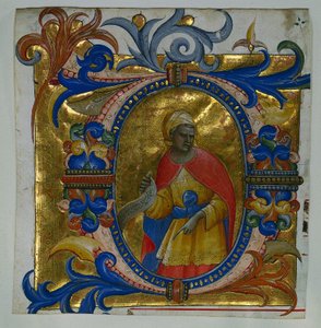 Innledende D[eus in loco] med en profet utskåret fra en gradual, 1409-10. av Lorenzo Monaco