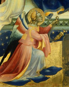 Knelende engel, detalj fra sentralpanelet til Coronation of Virgin av Lorenzo Monaco (ca. 1370-1425), tempera og gull på panel, 506x447, 5 cm av Lorenzo Monaco