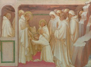 Saint Benedict som tar inn de hellige i ordenen av Lorenzo Monaco