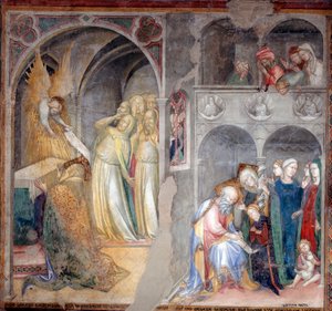 Erkeengel Gabriel kunngjør fødselen av døperen Johannes til Sakarias og Elisabeth (fresco