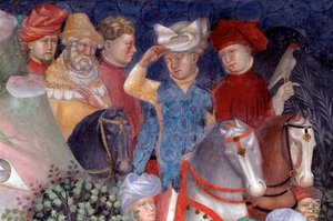 Forutsigelsen av den hellige Johannes Baptist til folkemengdene, detalj (Fresco av Lorenzo Salimbeni