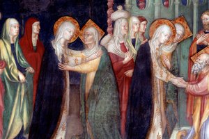 Marias besøk til den hellige Elizabeth, detalj (Fresco