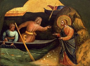 Kalling av apostlene Peter og Andrew Predella Panel, ca 1370.