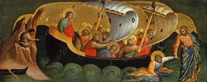 Kristus reddet Peter fra druknende Predella-panel, ca 1370.