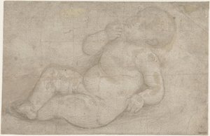 Studer for et liggende Kristusbarn av Lorenzo di Credi (attributed to)