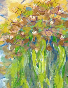 Fargerike blomster i hagen av Lori Ann Folz