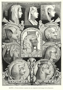Gamle egyptiske portretthoder (litho) av Lothar Michael Burger