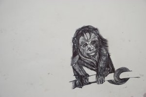 Monkey Business, 2016, (bic biro på papir) av Lou Gibbs