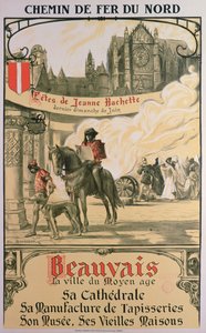 Beauvais - middelalderens by (farge litho) av Louis Antoine Manceaux