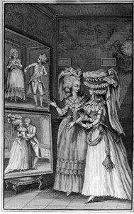 Illustrasjon av Louis Binet (1744-1800) for boken av Nicolas Edme Restif de La Bretonne "" Les Parisiennes"", eller XL General Characters Taken in the Modern Moors, fit to serve a l’instruction des Person-du-Sexe, hentet fra memoarene til det nye Lycee des