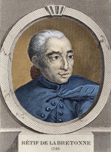 Portrett av Restif de La Bretonne (1734-1806) - av Binet, gravering
