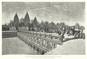 Østlig inngang til Khmer-tempelet til Preah Khan, Angkor, Kambodsja (gravering) av Louis (after) Delaporte