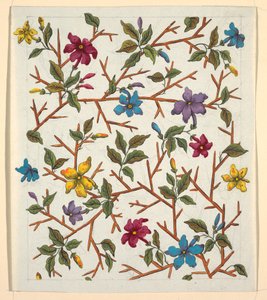 Blomsterdesign for trykt tekstil av Louis Albert DuBois