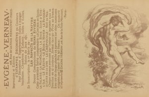 Dans naken og reklame for Eugène Verneaus dekorative trykk [verso], 1897.