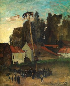 Climbing the Pole (olje på lerret) av Louis Artan de Saint-Martin