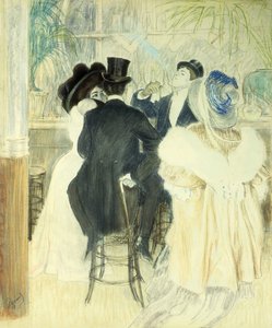 Figurer på en kafé (pastell på papir) av Louis Auguste Mathieu Legrand