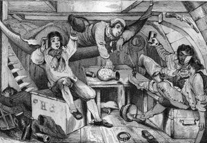 I was drunk and in a night of debauche I drowned all my repentants... engraving after M. de Sainson