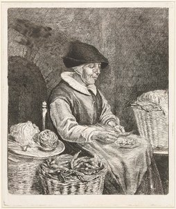 Coclers, LB, Gammel kvinne som skaller bønner (1780, Rijksmuseum Amsterdam)