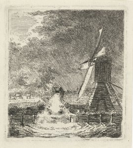 Mølle i et polderlandskap av Louis Bernard Coclers