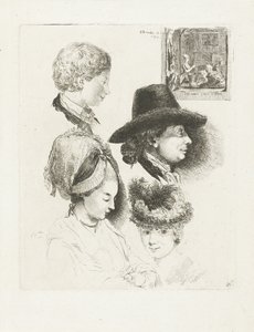 Studieark med portretter av Louis Bernard Coclers og hans familie av Louis Bernard Coclers