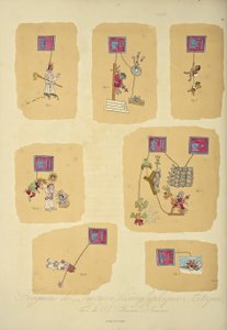 Fragmenter av aztekiske hieroglyfiske malerier, fra Codex Telleriano-Remensis, illustrasjon fra 