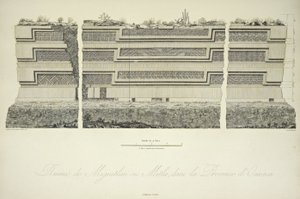 Ruinene av Miguitlan eller Mitla, i provinsen Oaxaca, illustrasjon fra 'Views of the Cordilleras and monuments of the urbefolkningen i Amerika' av Alexander von Humboldt og Aime Bonpland