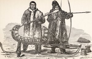 Innfødte buryater fra Buryat-republikken, Russland, fra Fra Paris til Pekin over Siberian Snows av Victor Meignan, gravert av Smeeton-Tilly (Burne Smeeton (fl.1840-60) og Auguste Tilly (d.1898)), publ. av Louis Breton