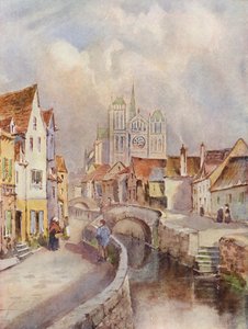En utsikt over Amiens, med katedralen i det fjerne