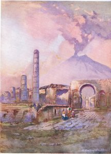 Pompeii: Vesuv i det fjerne, fra Hutchinsons Picturesque Europe utgitt av Hutchinson & Son, ca. 1930 av Louis Burleigh Bruhl