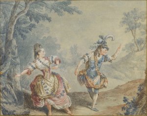 Marie Allard og Jean Dauberval i operaballetten Silvie av Louis Carrogis dit Carmontelle