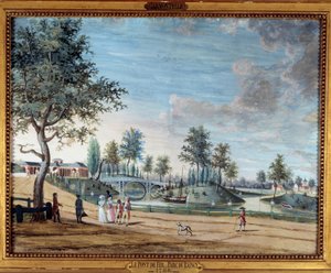 Utsikt over jernbroen i Parc du Raincy
