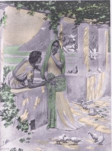 Restituta, illustrasjon fra Decameron av Boccaccio utgitt av Navarre Society 1930-tallet (litho)