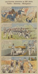 Kolonikriger på 1800-tallet, Tonkin, Dahomey, Madagaskar (litho-farge) av Louis Charles (after) Bombled