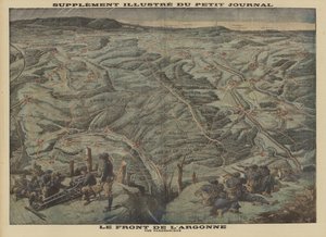 Panoramautsikt over Argonne-skogen til vestfronten, første verdenskrig