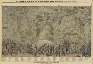 Panoramautsikt over slagmarken i Somme, Frankrike, første verdenskrig av Louis Charles (after) Bombled