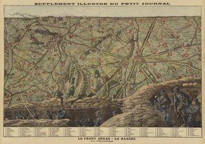 Panoramautsikt over sektoren av vestfronten mellom Arras og La Bassee, Frankrike, første verdenskrig av Louis Charles (after) Bombled