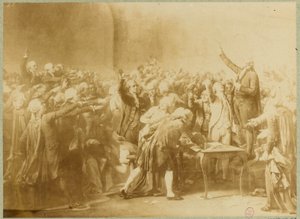 The Tennis Court Oath, 20. juni 1789 (sepia-bilde) av Louis Charles Auguste (after) Couder