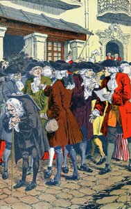 Folkemengde foran Law Bank av Louis Charles Bombled