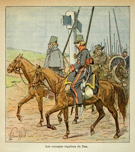Illustrasjon av Bombled Louis (1862-1927) fra boken "The Memorial of Saint Helene" av grev Emmanuel de Las Cases (1766-1842): The Cossacks of the Don, privat samling av Louis Charles Bombled