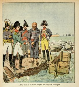 Illustrasjon av Bombled Louis (1862-1927) fra boken "The Memorial of Saint Helene" av grev Emmanuel de Las Cases (1766-1842): En engelsk sjømann som søker å bli med sitt land frigjort av keiseren i leiren Boulogne, menig Samling av Louis Charles Bombled