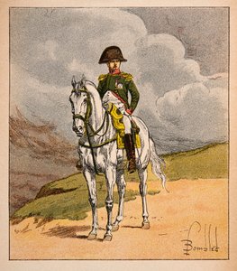 Illustrasjon av bombet Louis (1862-1927) fra boken "The Memorial of Saint Helene" av grev Emmanuel de Las Cases (1766-1842): Equestrian Portrait of Emperor Napoleon 1.er, Private Collection av Louis Charles Bombled
