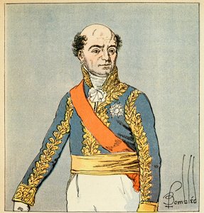 Illustrasjon av bombet Louis (1862-1927) fra boken "The Memorial of Saint Helene" av grev Emmanuel de Las Cases (1766-1842): Portrett av marechal Catherine Dominique de Perignon (1754-1818) Privat samling av Louis Charles Bombled