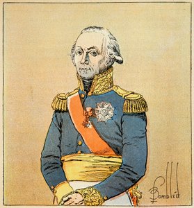 Illustrasjon av bombet Louis (1862-1927) fra boken "The Memorial of Saint Helene" av grev Emmanuel de Las Cases (1766-1842): Portrett av marechal Francois Christophe Kellermann (1735-1820), hertug av Valmy, privat samling av Louis Charles Bombled